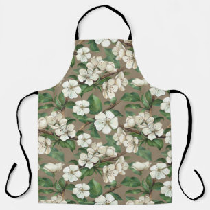 Watercolor Apple Flowers: Vintage Pattern. Apron