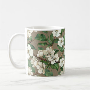 Watercolor Apple Flowers: Vintage Pattern. Coffee Mug