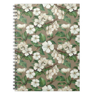 Watercolor Apple Flowers: Vintage Pattern. Notebook