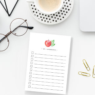 Watercolor Apple Lined Checklist Post-it Notes
