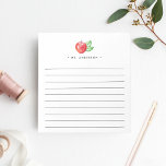 Watercolor Apple | Lined Notepad<br><div class="desc">Chic lined notepad design for teachers features a red watercolor apple illustration at the top,  with your name or choice of personalisation beneath.</div>