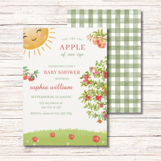 Watercolor Apple Orchard Baby Shower Invitation