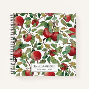 Watercolor Apple Pattern    Monogram Cider Maker's Notebook