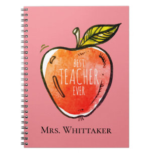Watercolor Apple Personalised Teacher Notebook