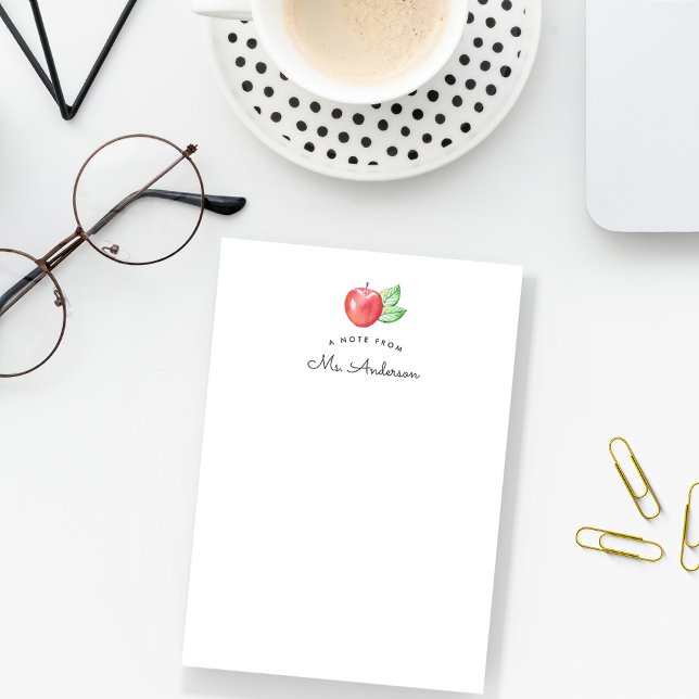 Watercolor Apple | Personalised Teacher Post-it Notes (Creator Uploaded)