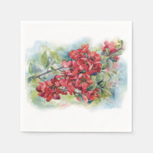 Watercolor apple quince flower flowers tree weddin napkin