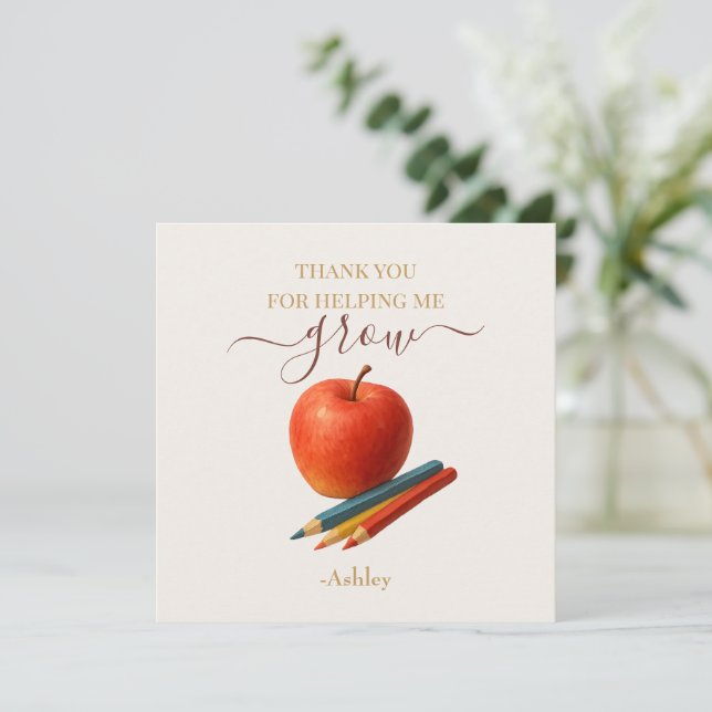 Watercolor Apple Teacher – Thank You Cards (Standing Front)