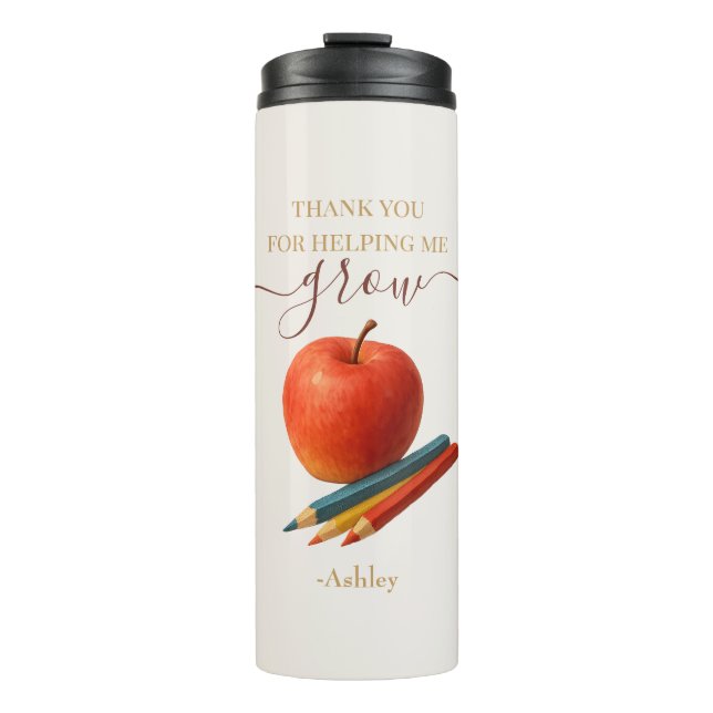 Watercolor Apple Teacher – Thank You Gift  Thermal Tumbler (Front)