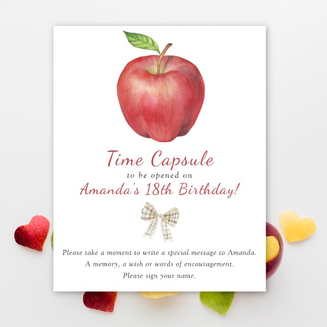 Watercolor Apple Time Capsule 1st birthday Poster (Creator Uploaded)
