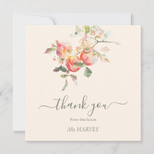 Watercolor Apples Fall in Love Bridal Shower Thank You Card