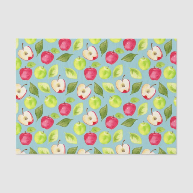 Watercolor Apples Fruit Pattern Tissue Paper (Front)