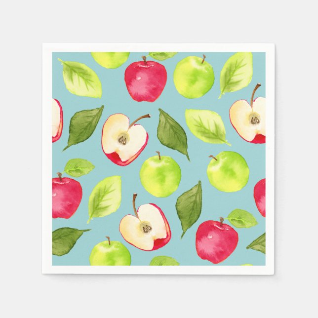 Watercolor Apples Pattern Napkin (Front)
