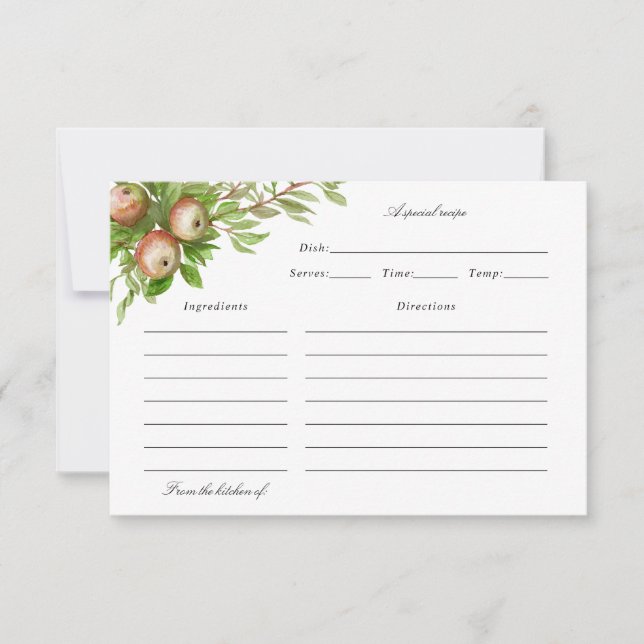 watercolor apples recipe card (Front)