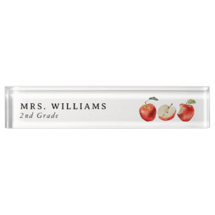 Watercolor Apples Teacher Nameplate