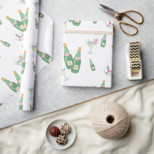 Watercolor Apres-Ski Cocktails Wrapping Paper