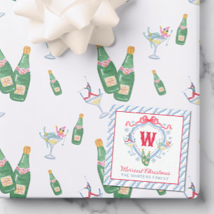 Watercolor Apres-Ski Monogram Crest Card