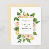 Watercolor Apricot English Roses Save the Date
