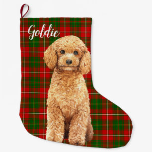 Watercolor Apricot Poodle Dog Personalised Large Christmas Stocking