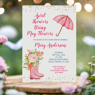 Watercolor April Showers Bring May Flowers Invitation