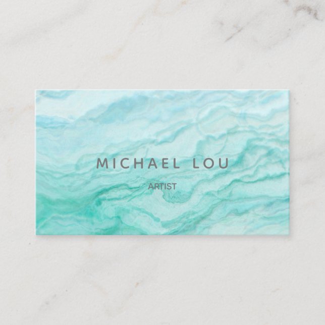 Watercolor Aqua Artistic Unique Business Card (Front)