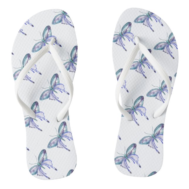 watercolor aqua blue purple butterfly jandals (Footbed)