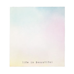 Watercolor Aqua Pink Yellow Tie Dye Ombre Notepad