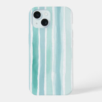 Watercolor Aqua Vertical Stripe Pattern Coastal 