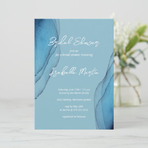 Watercolor aquamarine ocean blue Bridal Shower   Invitation