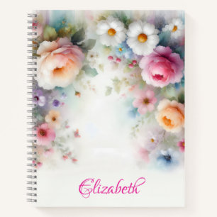Watercolor Aquarell Floral Painting Cute Template Notebook