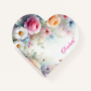 Watercolor Aquarell Floral Template Colorful Names Notebook