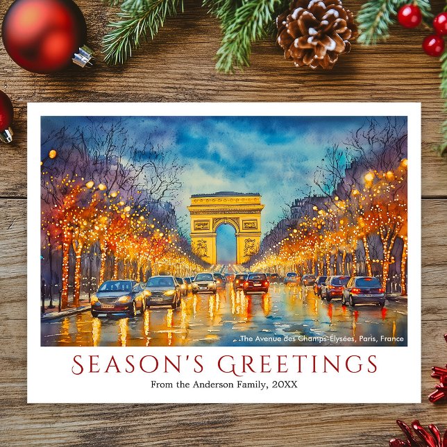 Watercolor Arc de Triomphe Paris Travel Christmas Holiday Postcard (Watercolor Arc de Triomphe Paris Travel Christmas Holiday Postcard)