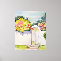 Watercolor Arched Garden Gate