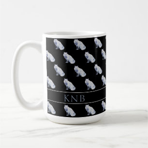 Watercolor Arctic Fox Christmas Pattern Monogram Coffee Mug