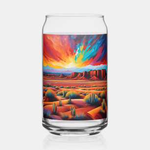 Watercolor Arizona Desert Can Glass