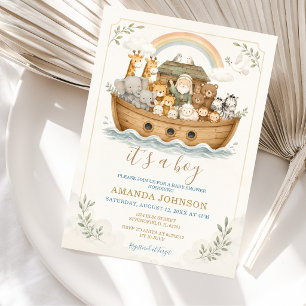 Watercolor Ark Animals Baby Shower Invitation
