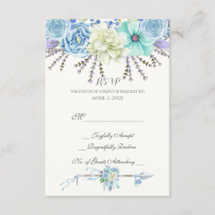 Watercolor Arrows Feathers Floral Boho Tribal RSVP Card