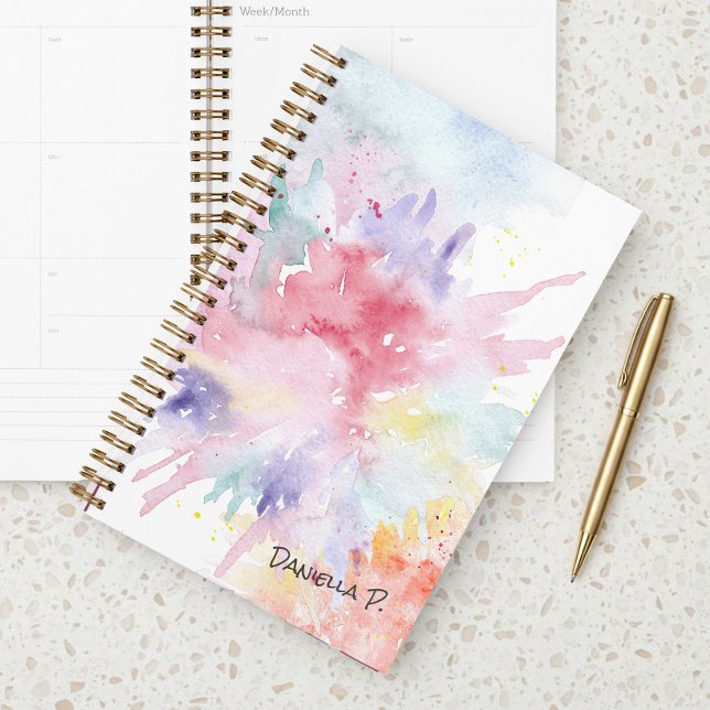 Watercolor Art Attack Custom Signature Undated Planner (Personalized planner with custom photo collage by Darling & May)