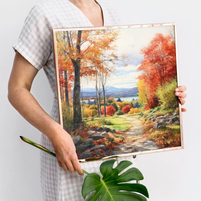 Watercolor Art Autumn Forest In Vermont Poster (Creator Uploaded)