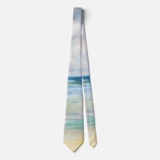 Watercolor  Art Beach Mood Tie (Front)