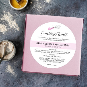 Watercolor Art Blush Pink Home Bakery Food License Classic Round Sticker