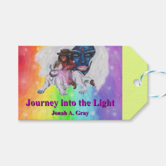 Watercolor Art Boy Riding white Lioness Woman Love Gift Tags