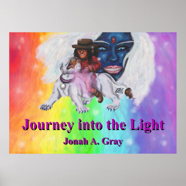 Watercolor Art Boy Riding white Lioness Woman Love Poster (Front)