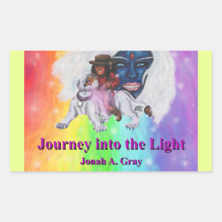 Watercolor Art Boy Riding white Lioness Woman Love Rectangular Sticker