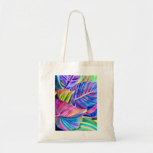 Watercolor art canna tropical leaves  tote bag