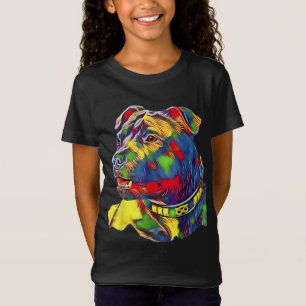 Watercolor Art Colourful American Staffordshire Bu T-Shirt