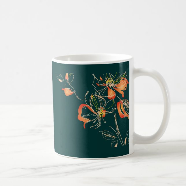 Watercolor Art Deco Flower Coffee Mug (Right)