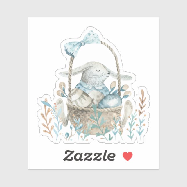 Watercolor Art Easter Bunny and Basket (Sheet)