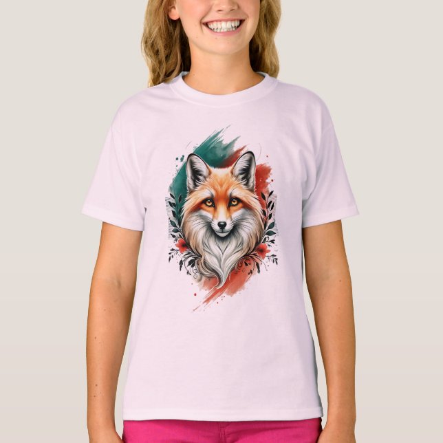 Watercolor Art - Elegant Mystic Fox T-Shirt (Front)
