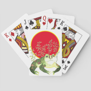 Watercolor Art Green Frog Playing Cards