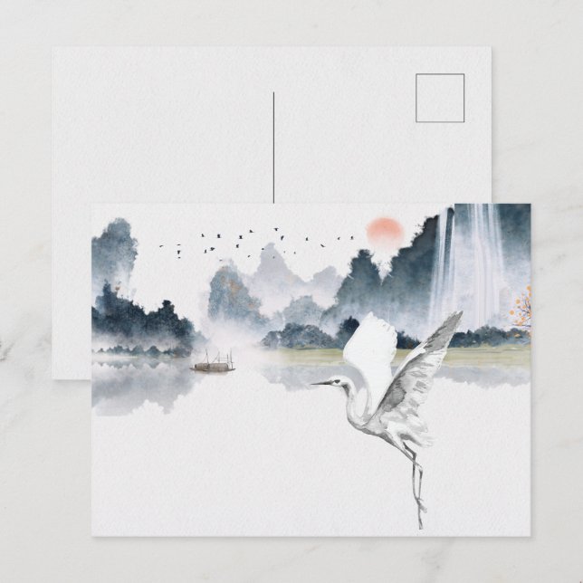 Watercolor art nature scenery  postcard (Front/Back)